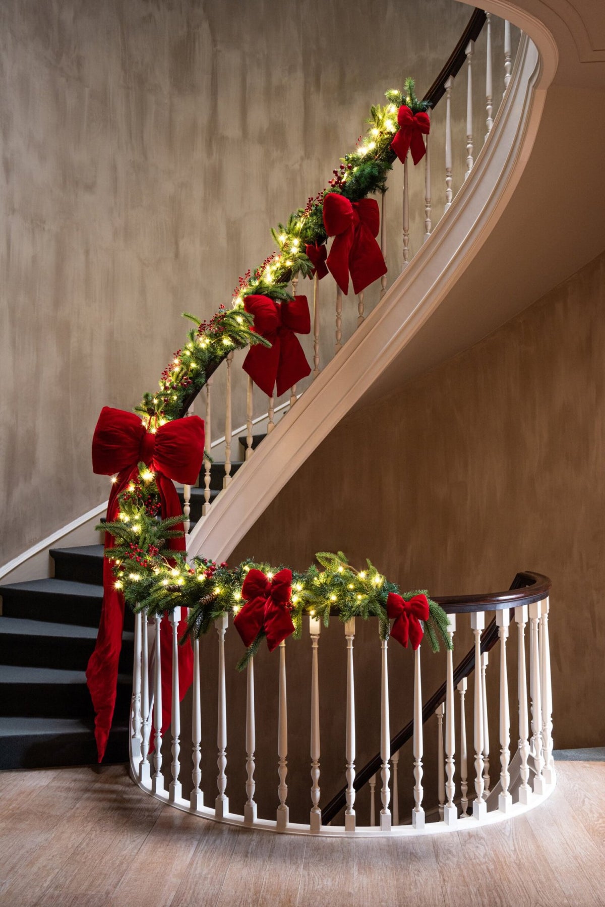 J-Line Hangende fluwelen strik - stof - kerstrood - large