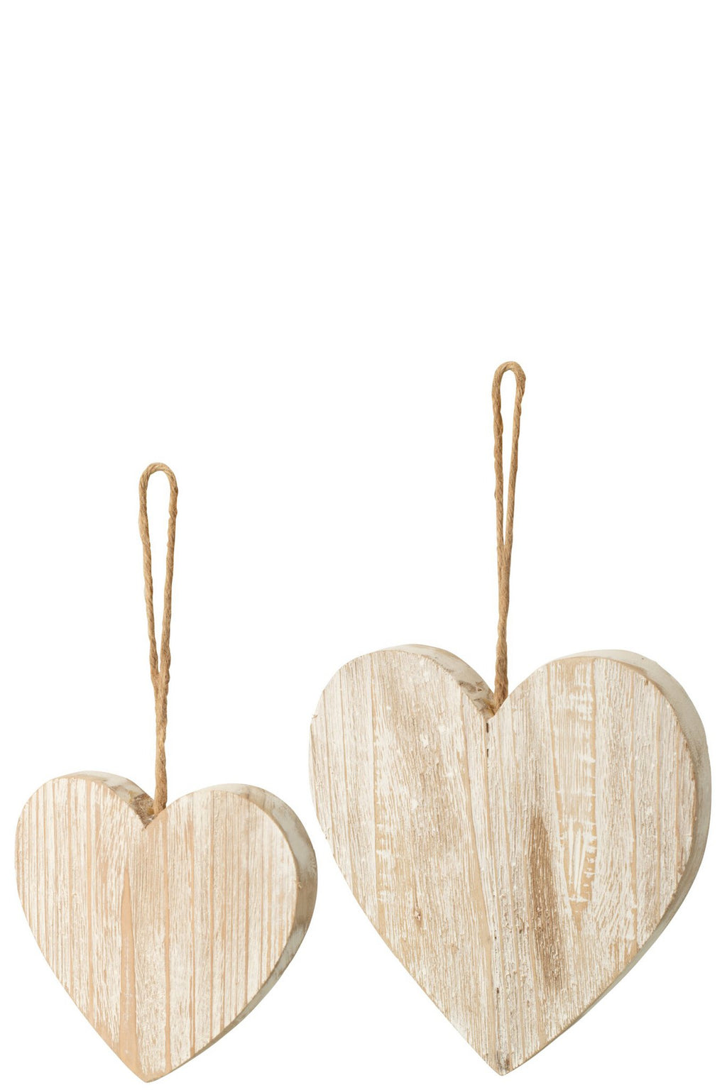 J-Line Hangend hart - hout - gebroken wit - L