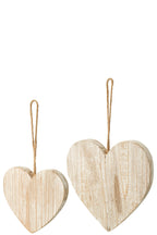 J-Line Hangend hart - hout - gebroken wit - L