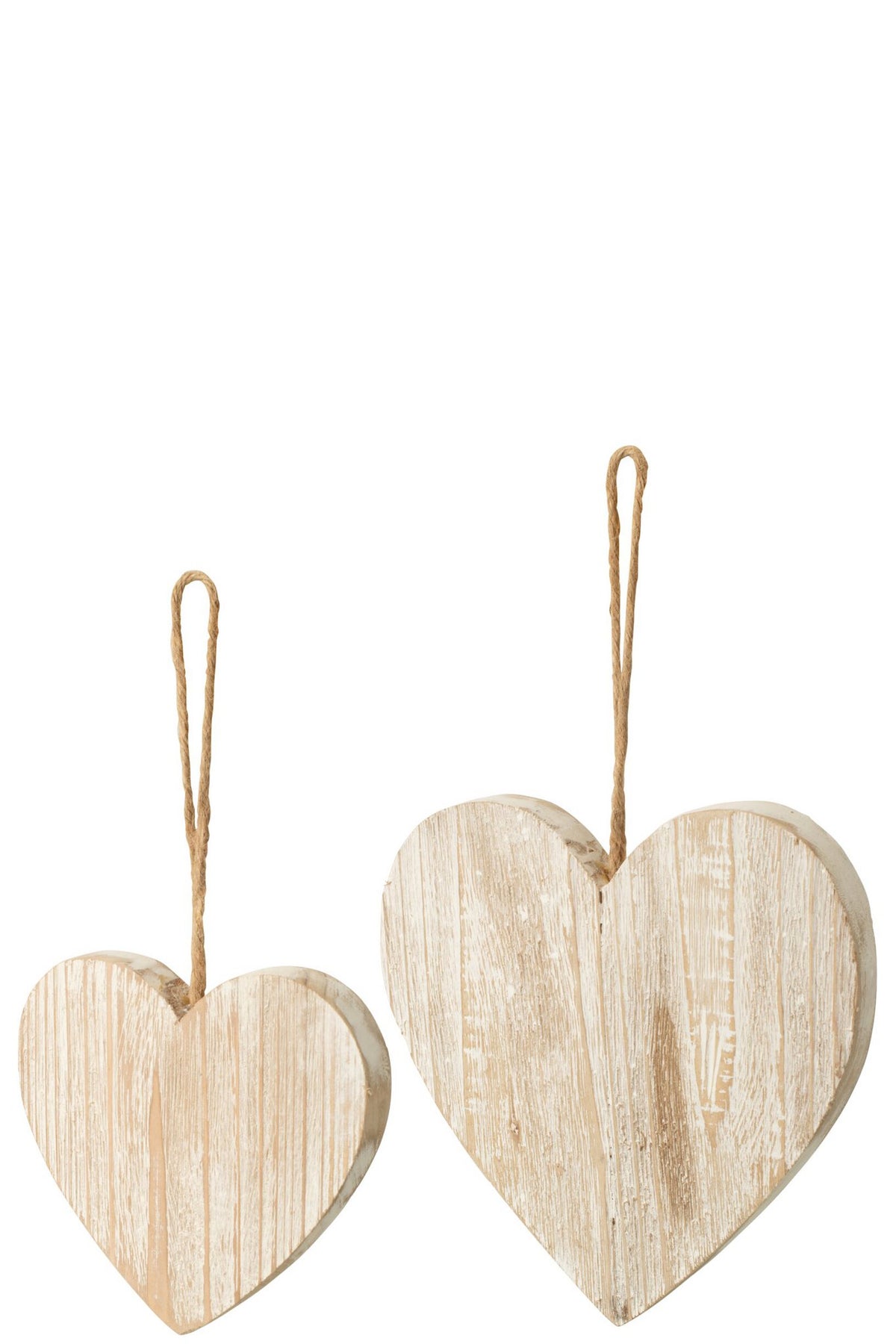 J-Line Hangend hart - hout - gebroken wit - L