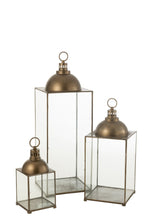 J-Line lantaarn Hagrid - glas/ijzer - brons - large