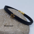 Semplice leren armband tiny star 24K verguld