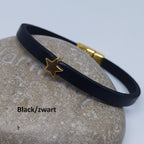 Semplice leren armband tiny star 24K verguld