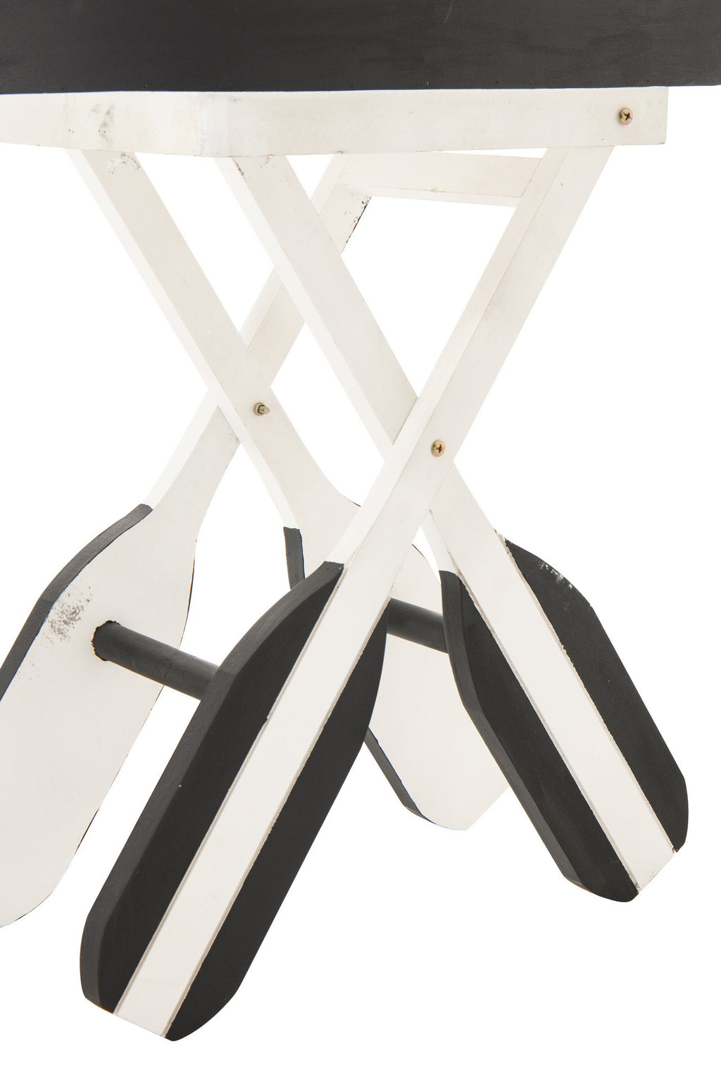 J-Line bijzettafel Boot Gestreept - hout - zwart/wit