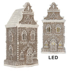 Gingerbread house met LED 17x15x35 cm Bruin Kunststof