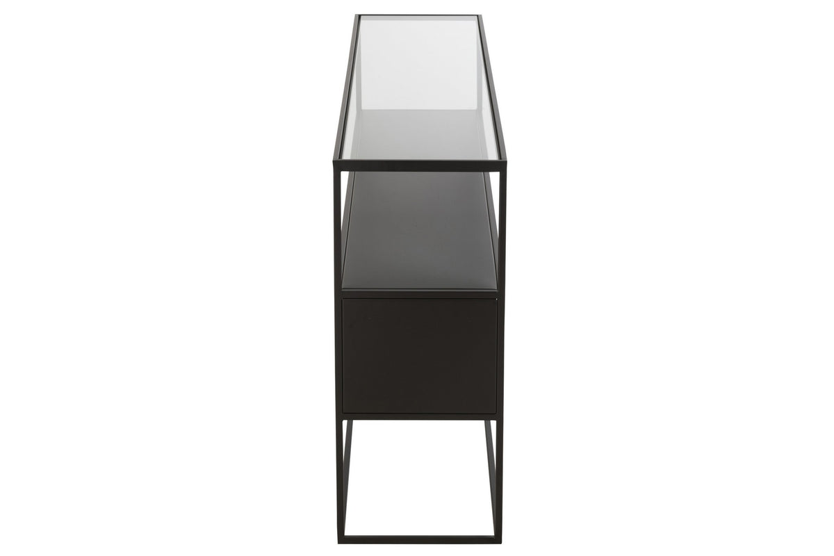 J-Line Console Vierkant Metaal/Glas Zwart