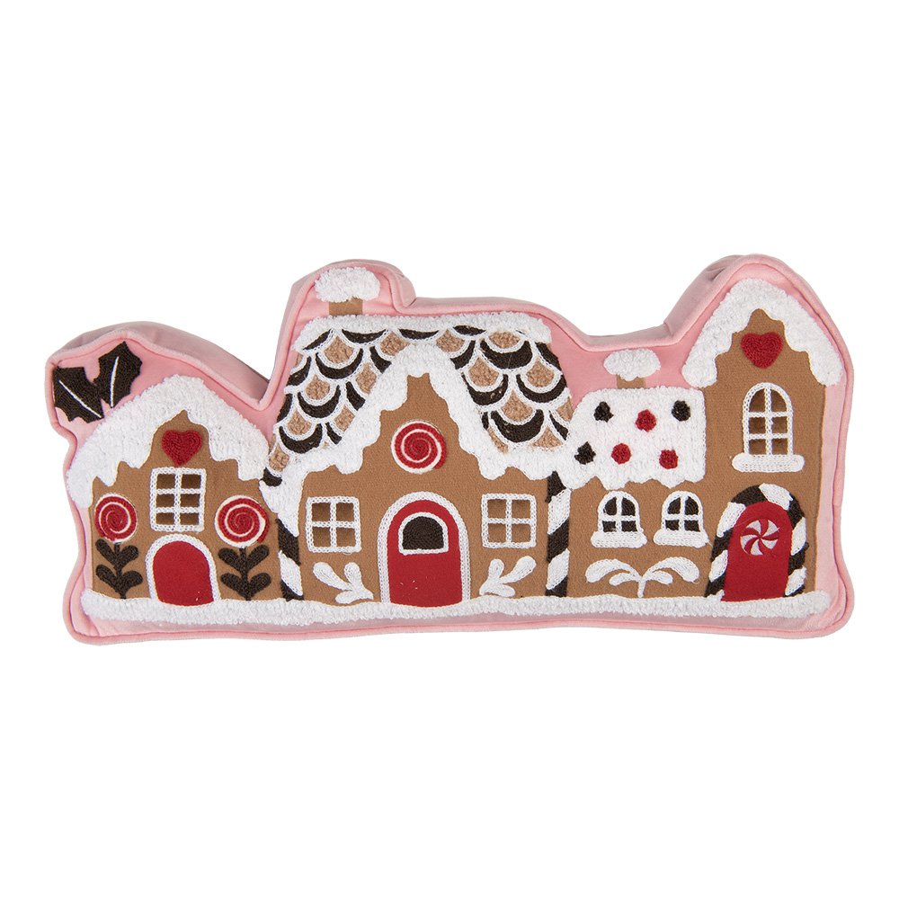 Sierkussen Gingerbread house 50x25x4 cm Bruin Polyester