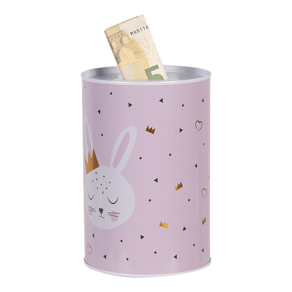 Spaarpot Ø 10x15 cm Roze Metaal Konijn