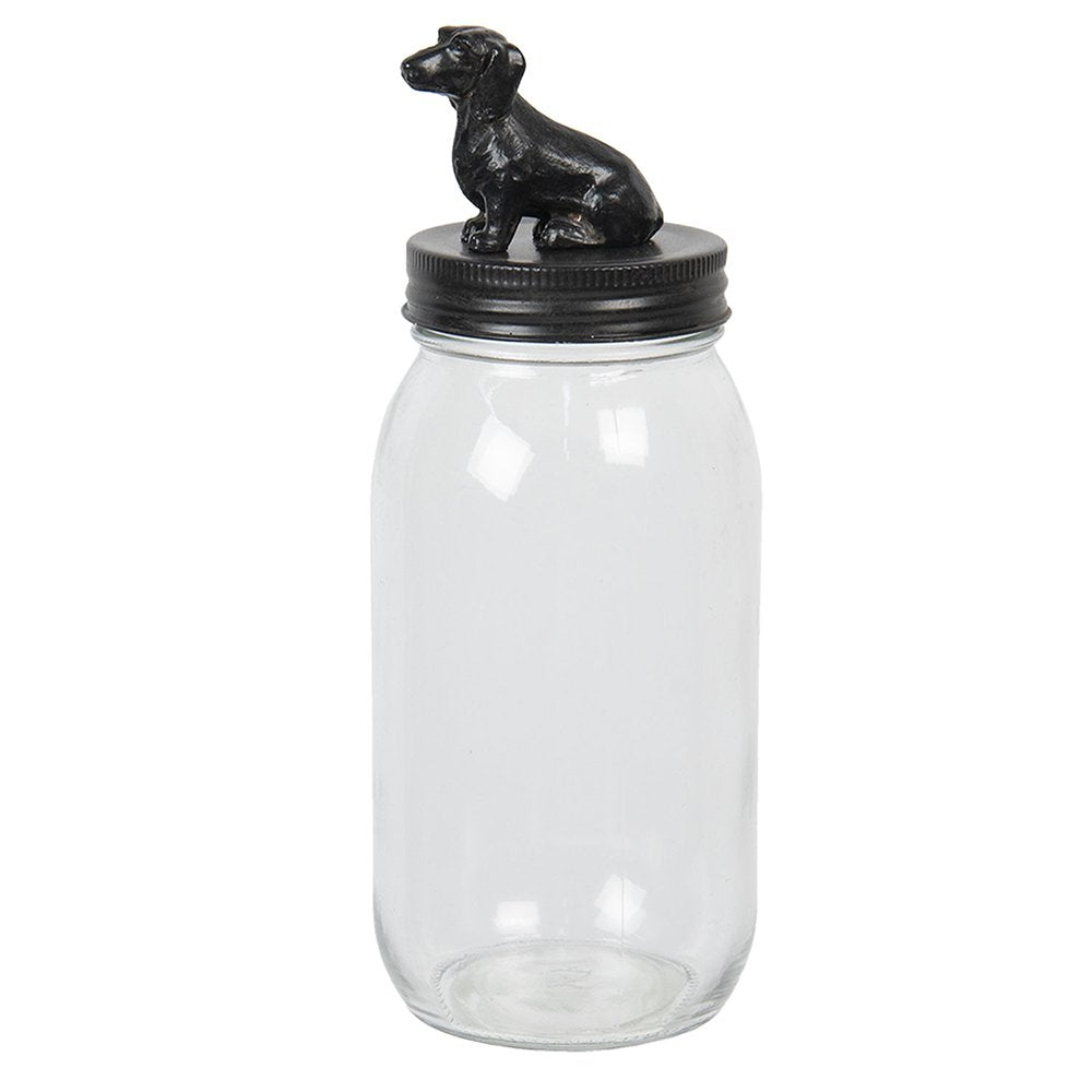 Voorraadpot Ø 8x22 cm Glas Hond Voorraadbus