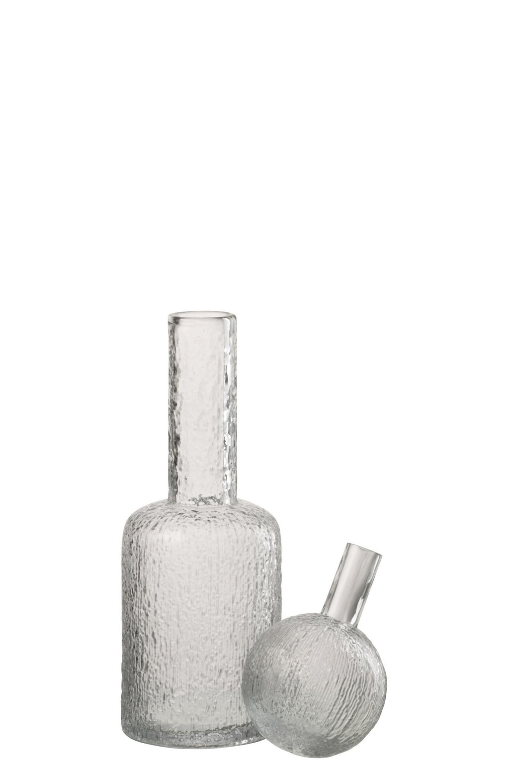 J-Line decoratie Fles Reliëf - glas - transparant - S