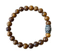 Herenarmband Goudnerf Jade 8 mm met vlecht kraal