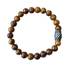 Herenarmband Goudnerf Jade 8 mm met vlecht kraal