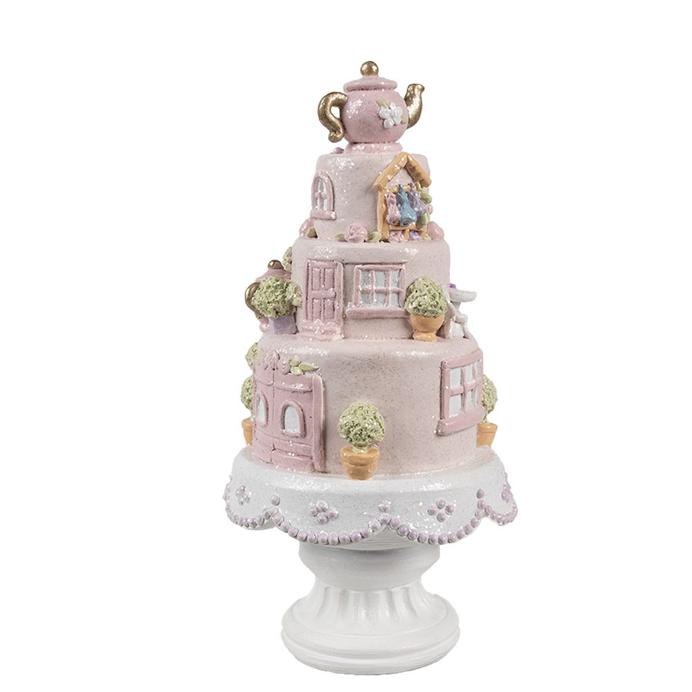 Decoratie Beeld Taart Ø 13x27 cm Roze Kunststof