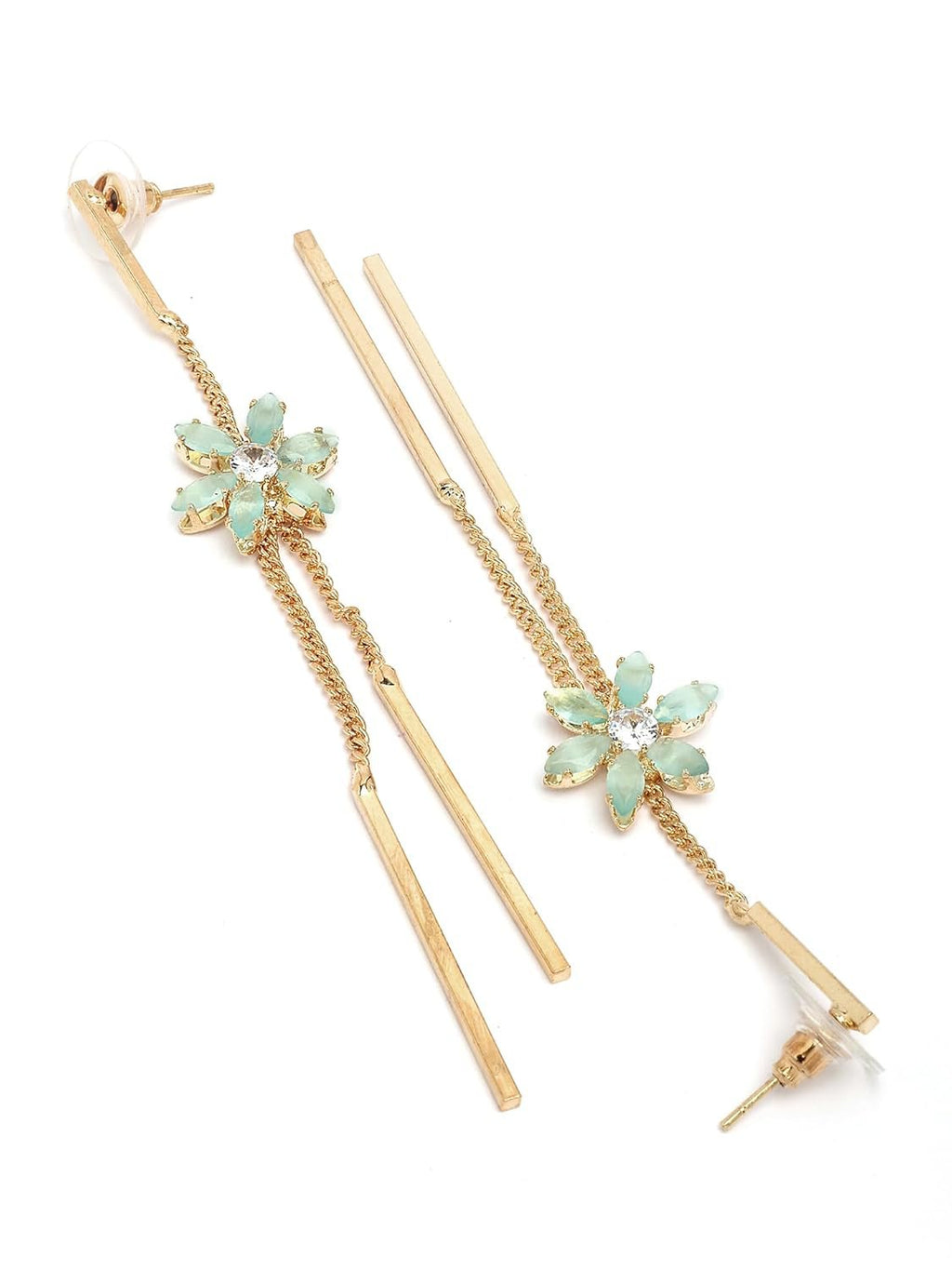 Eigentijdse zeegroene oorbellen – vergulde mode-sieraden – retailverpakking