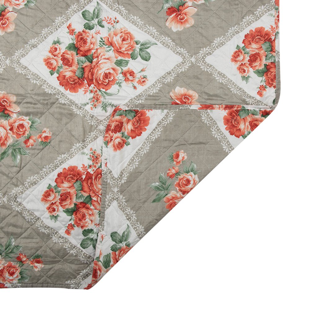 Bedsprei 140x220 cm Grijs Roze Katoen Bloemen Sprei