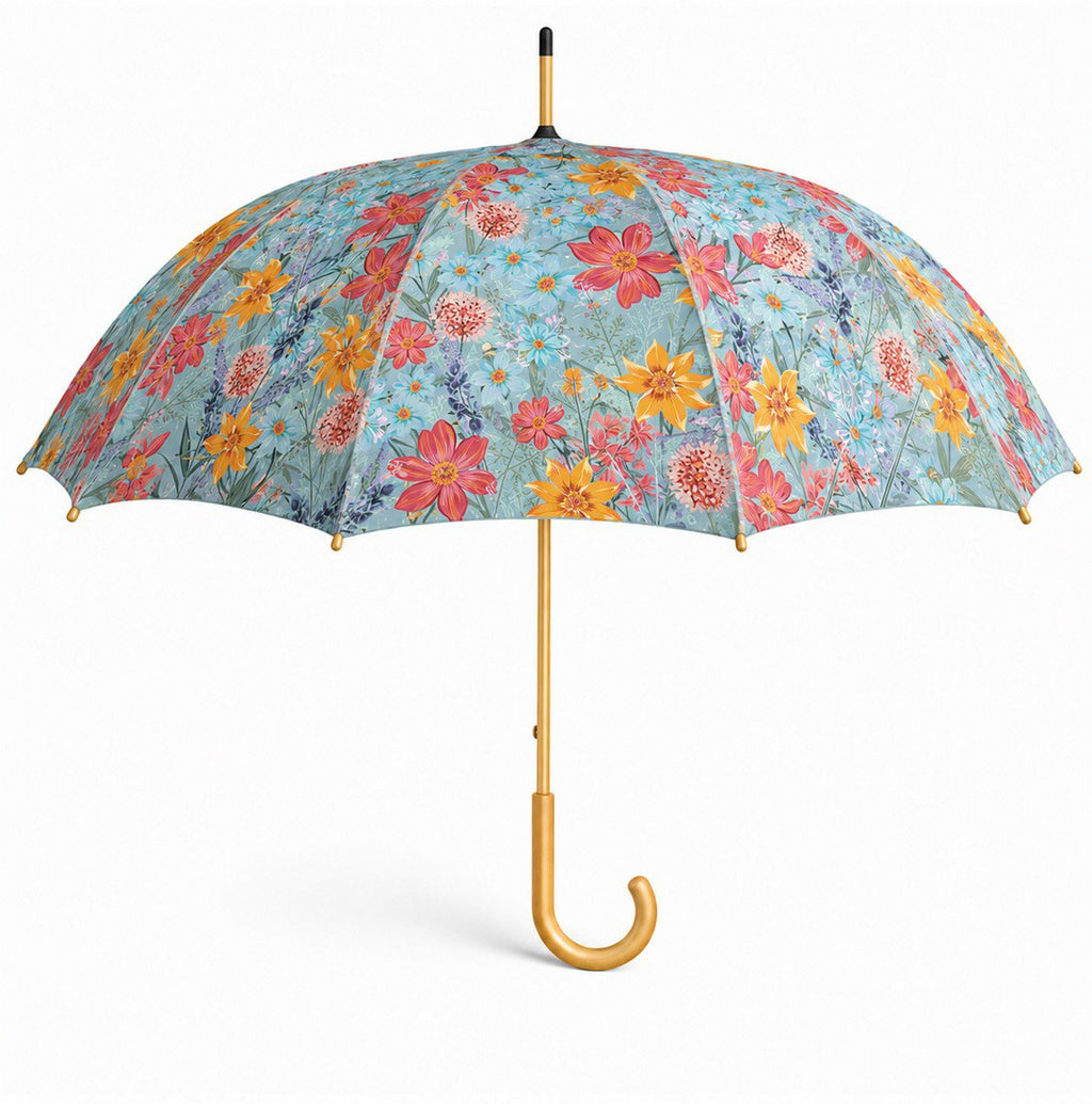Paraplu bloemenweide blauw 105 cm