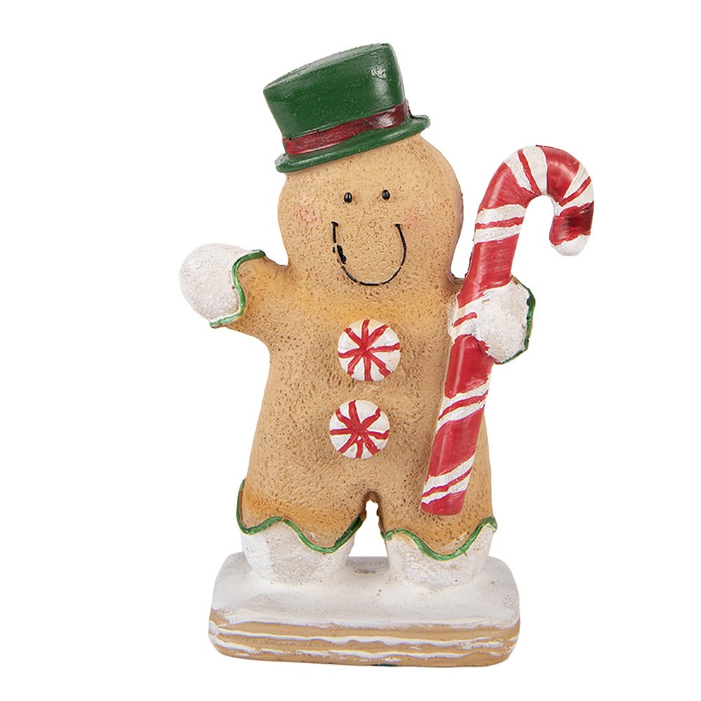 Kerstdecoratie Beeld Gingerbread man 12x6x18 cm Bruin Polyresin