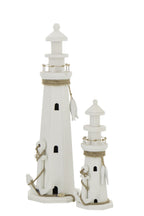 J-Line decoratie Vuurtoren - hout/touw - wit - L
