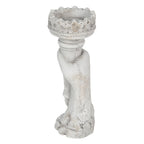 Kandelaar 12x10x27 cm Grijs Steen Hand Kaarsenstandaard
