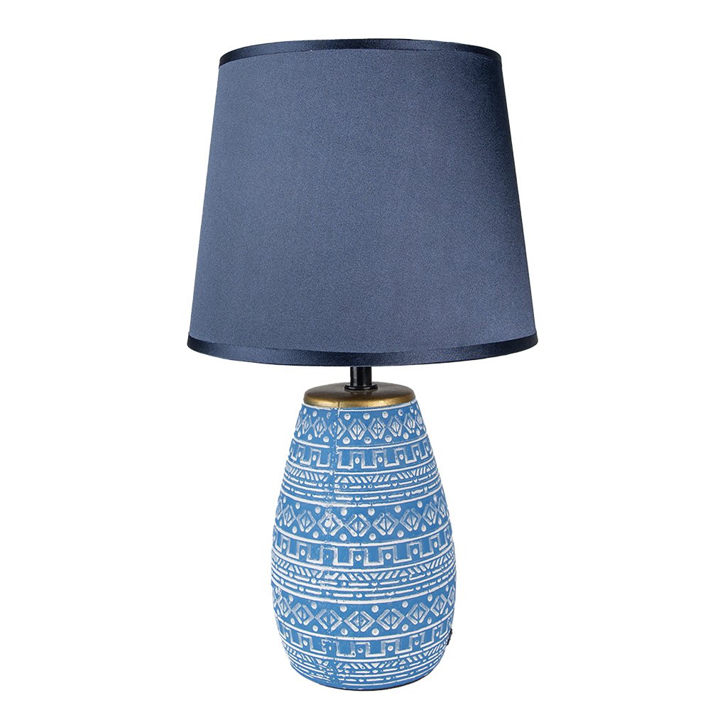 Tafellamp Ø 20x35 cm Blauw Wit Keramiek Bureaulamp