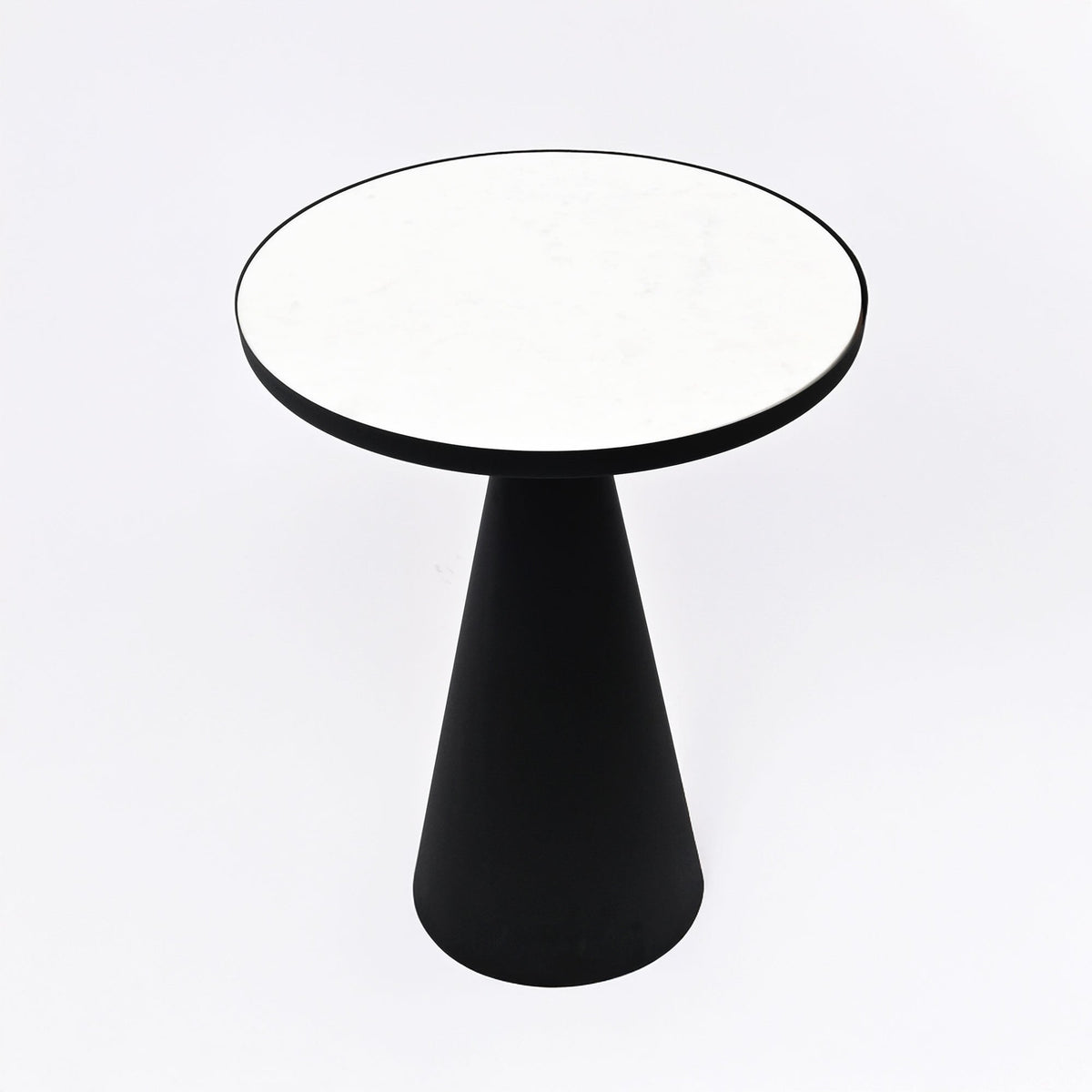 Ronde marmeren kegeltafel - Zwart metaal - Eigentijdse stijl