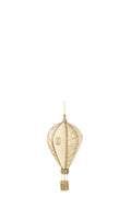 J-Line decoratie Heteluchtballon - polyfoam/textiel - wit/goud - S