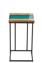J-Line bijzettafel Vierkant - hout/epoxyhars - naturel/blauw