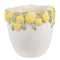 Bloempot Ø 20x19 cm Wit Geel Steen Citroenen