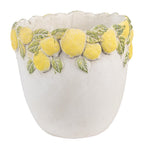Bloempot Ø 20x19 cm Wit Geel Steen Citroenen