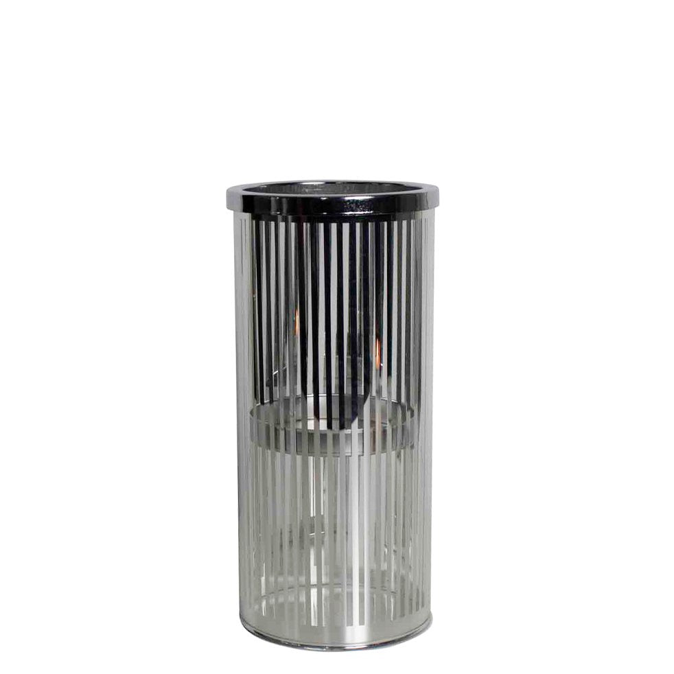 *windlicht cilinder zilver streep small 25cm*