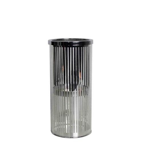 *windlicht cilinder zilver streep small 25cm*