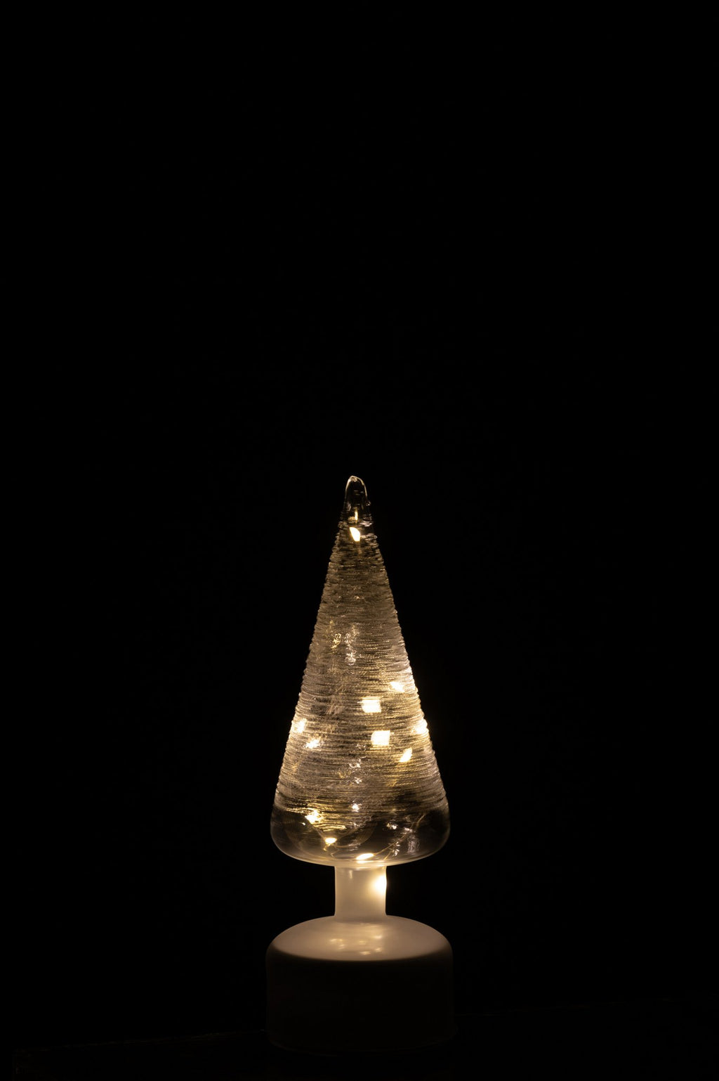 J-Line decoratie kerstboom Draaiend - glas - wit/transparant - S - LED