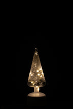 J-Line decoratie kerstboom Draaiend - glas - wit/transparant - S - LED