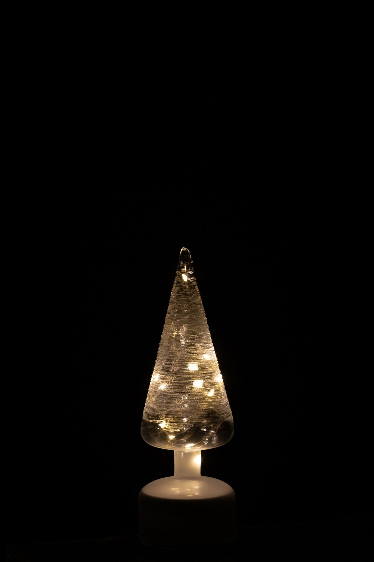 J-Line decoratie kerstboom Draaiend - glas - wit/transparant - S - LED