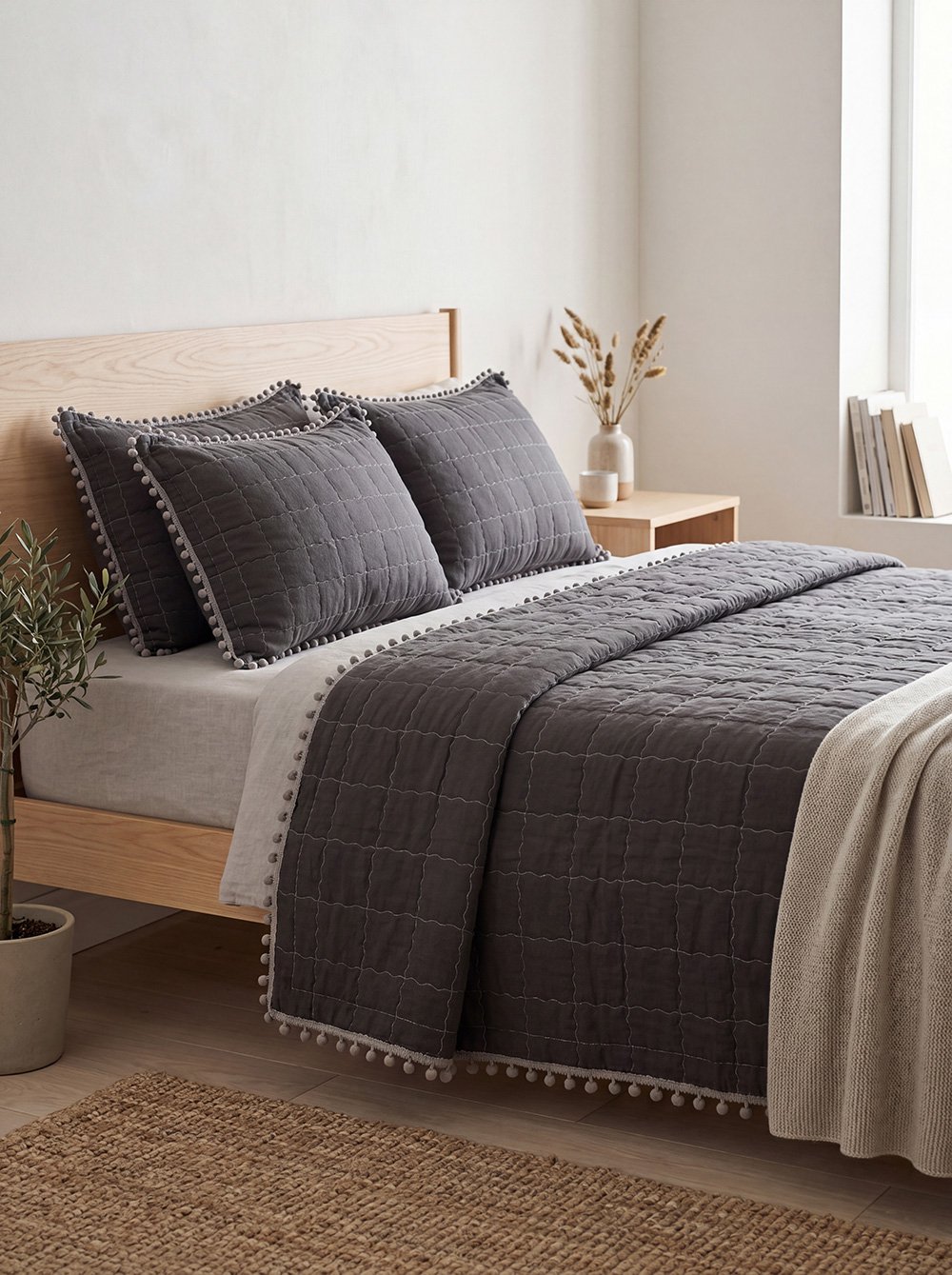 Bedsprei 220x240 cm Grijs Polyester Sprei