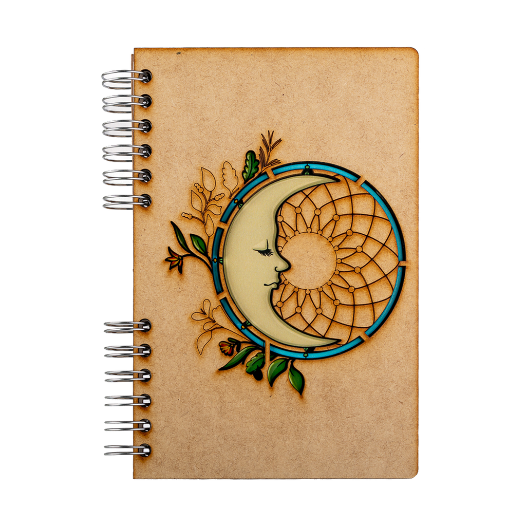 Duurzaam Houten Notitieboek – Komoni – Maan – Gerecycled papier