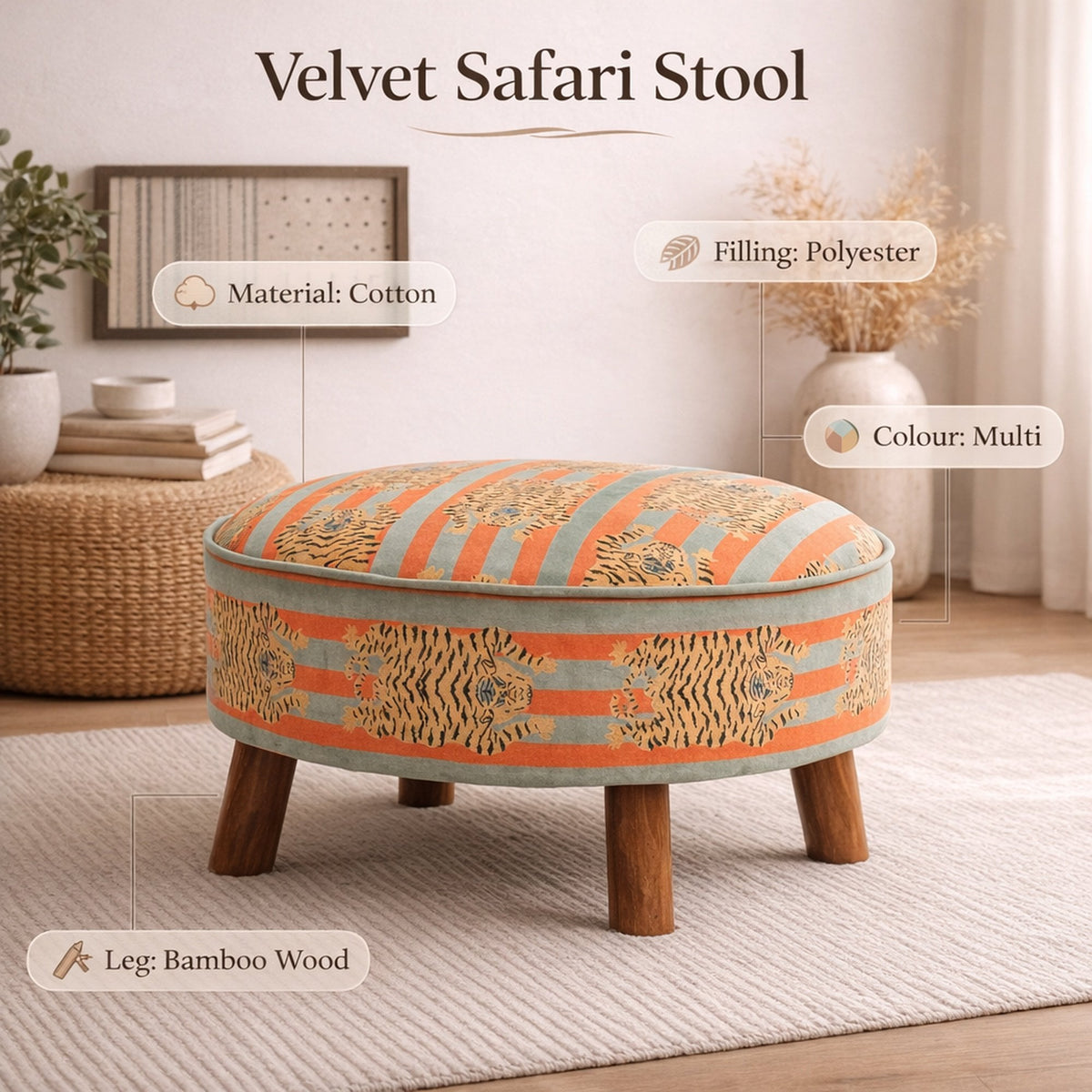 Zitkruk met safariprint - Veelkleurig -