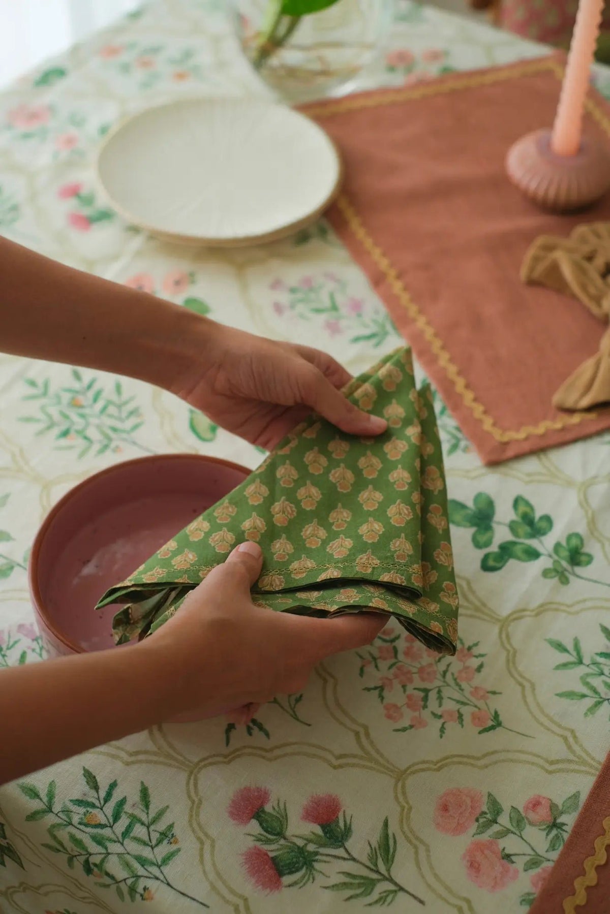Servet | Viola Forest Green katoenen servetten-set van 6 van Sanctuary Living