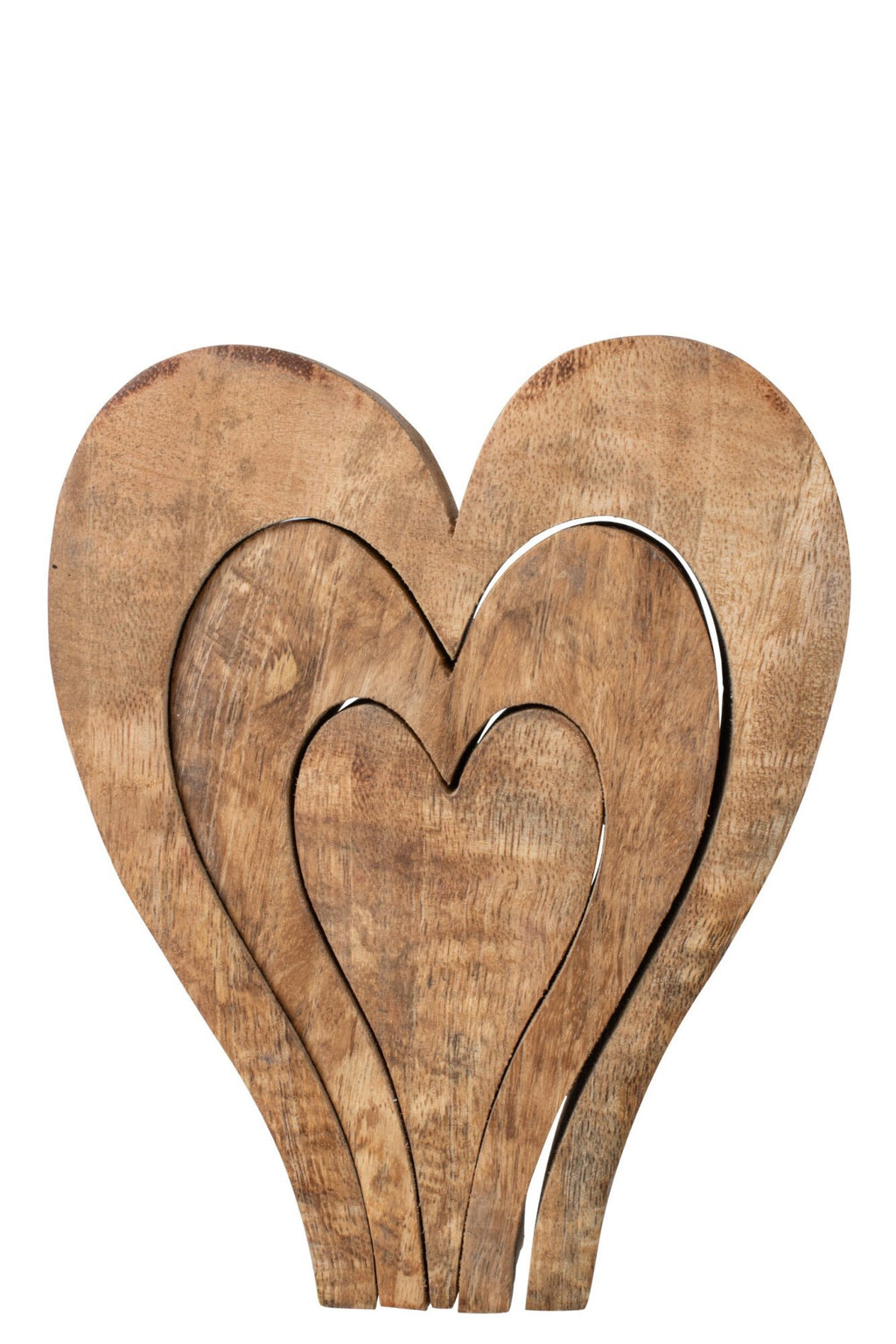 J-Line Hart met strass - mangohout - naturel/goud - L