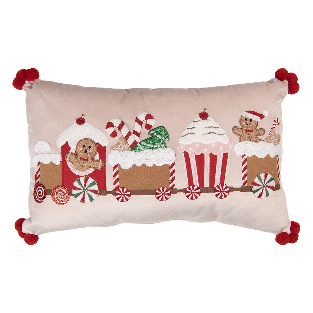 Sierkussen 50x30x4 cm Beige Polyester Kerstboom