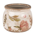Bloempot Ø 12x10 cm Beige Roze Keramiek Bloemen Bloempot Binnen