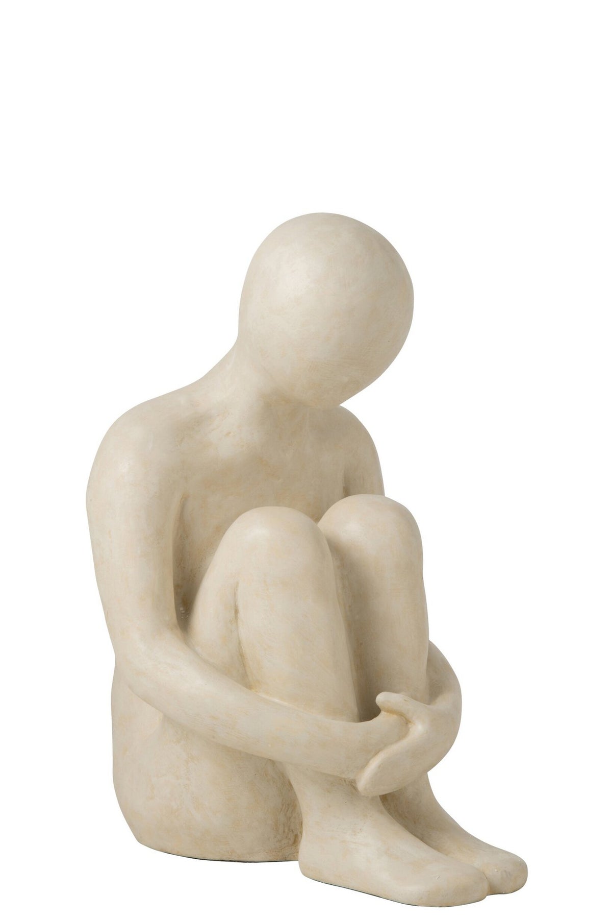 J-Line zittende mannenfiguur - polyresin - gebroken wit - S