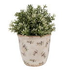 Bloempot Ø 14x13 cm beige blauw keramiek olijven bloempot binnen