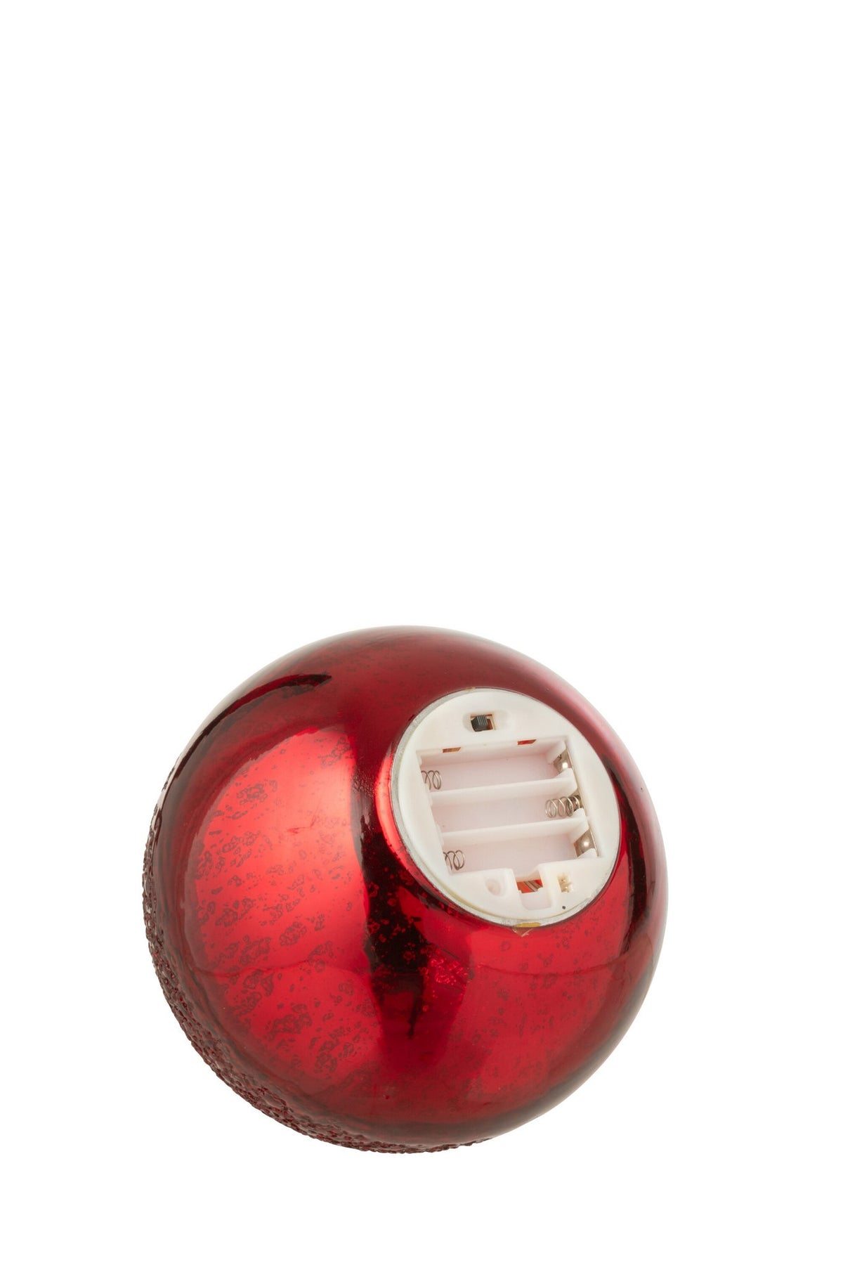 J-Line decoratie Bal Gekraakt - glas - kerstrood - S - LED