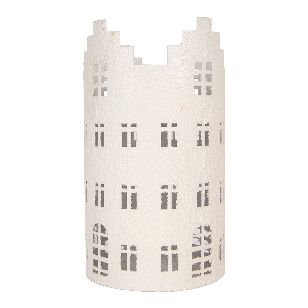 Waxinelichthouder Huis Ø 13x23 cm Wit Metaal
