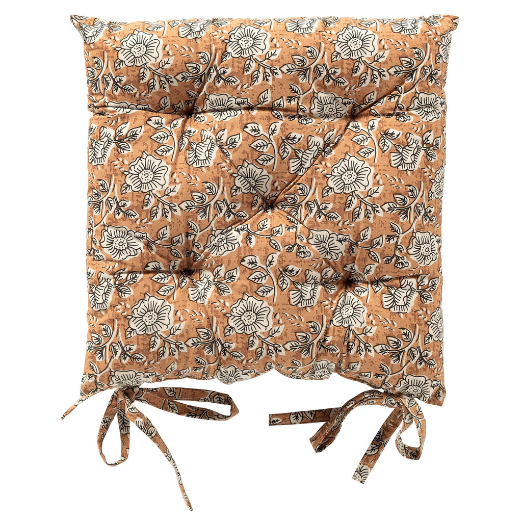 Dutch Decor Julita - Stoelkussen 40x40 cm - Bloemmotief - Met striklinten - Dusty Coral - Roze