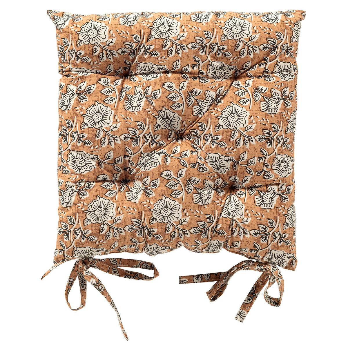 Dutch Decor Julita - Stoelkussen 40x40 cm - Bloemmotief - Met striklinten - Dusty Coral - Roze