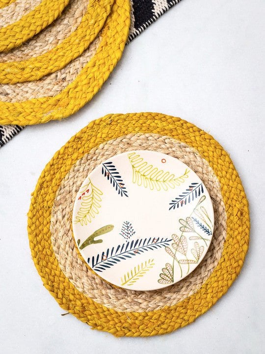 Ambachtelijke placemats van jute – eetaccessoires voor op tafel – geweven ontwerp – set van vier