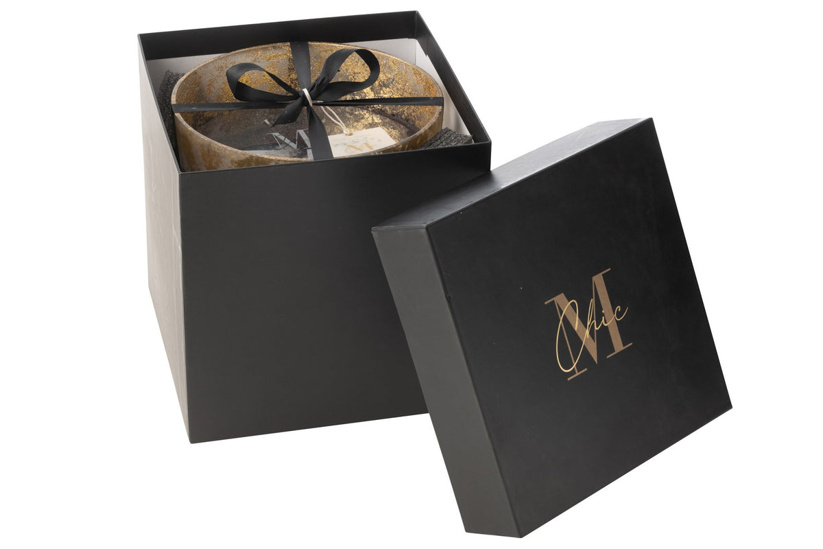 J-Line geurkaars M-Chic - Oud & Amber - glas - goud/zwart - L - 140U