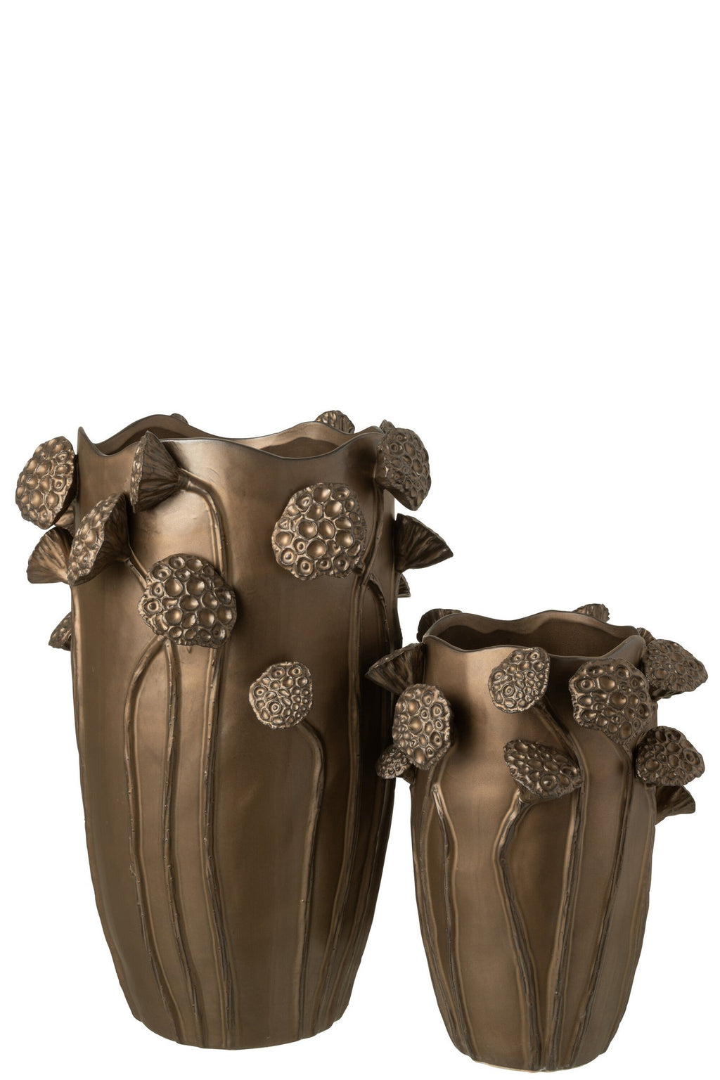 J-Line vaas Lotus Pod - kermily - koperkleur - groot